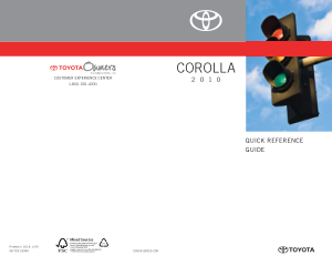 2010 Toyota Corolla Owners Manual to Aug2009